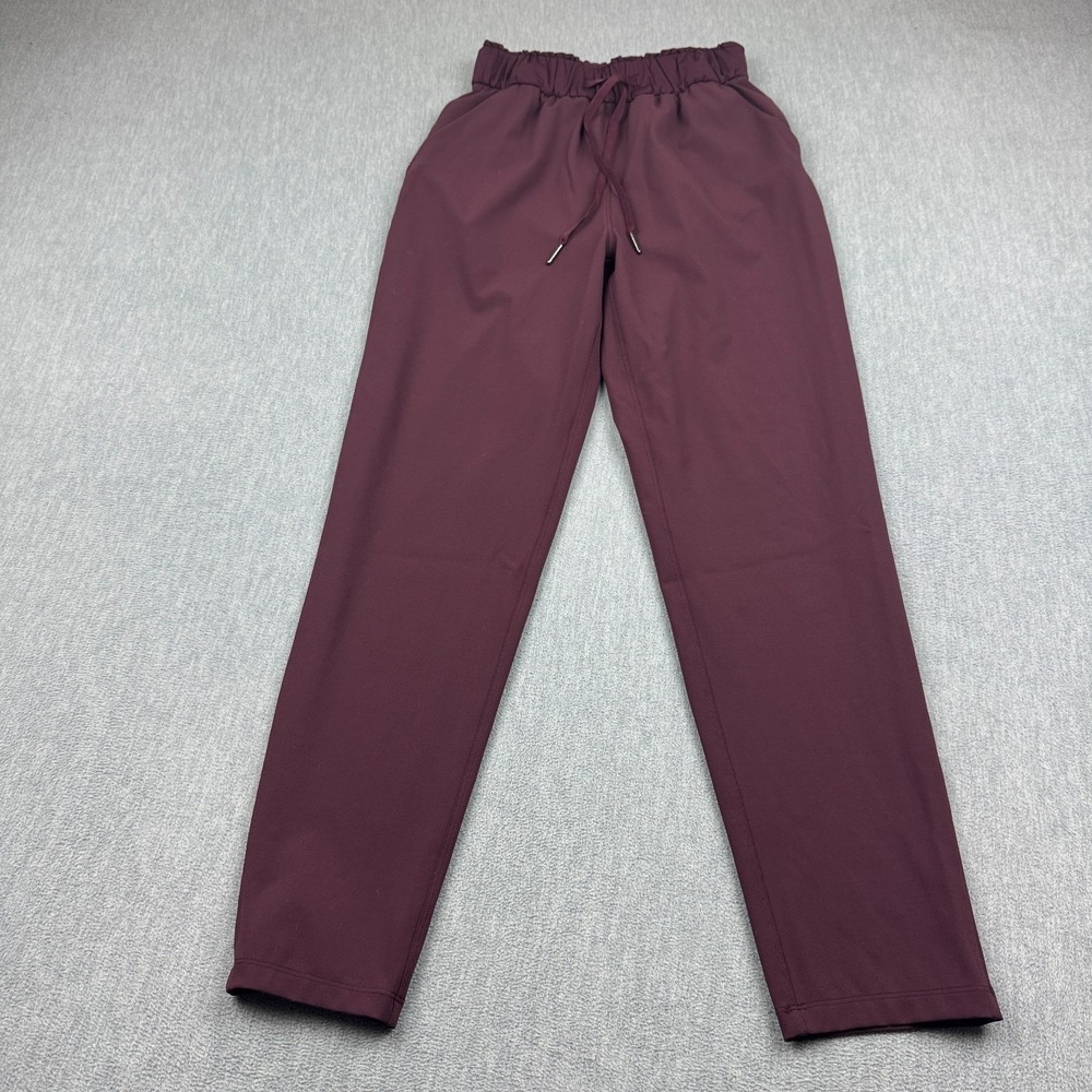 Lululemon Keep Moving Pants Women 2 Red High Rise Jogger Running Athletic W5CRBS